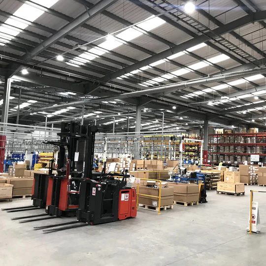 LED high bays in the Gates Hydraulics warehouse