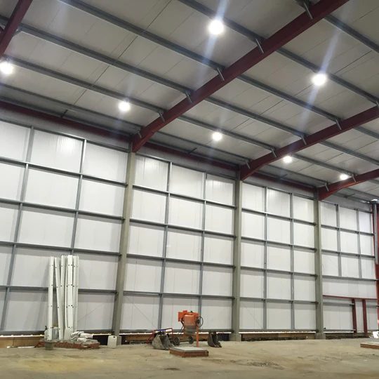 LED high bays in a new build warehouse